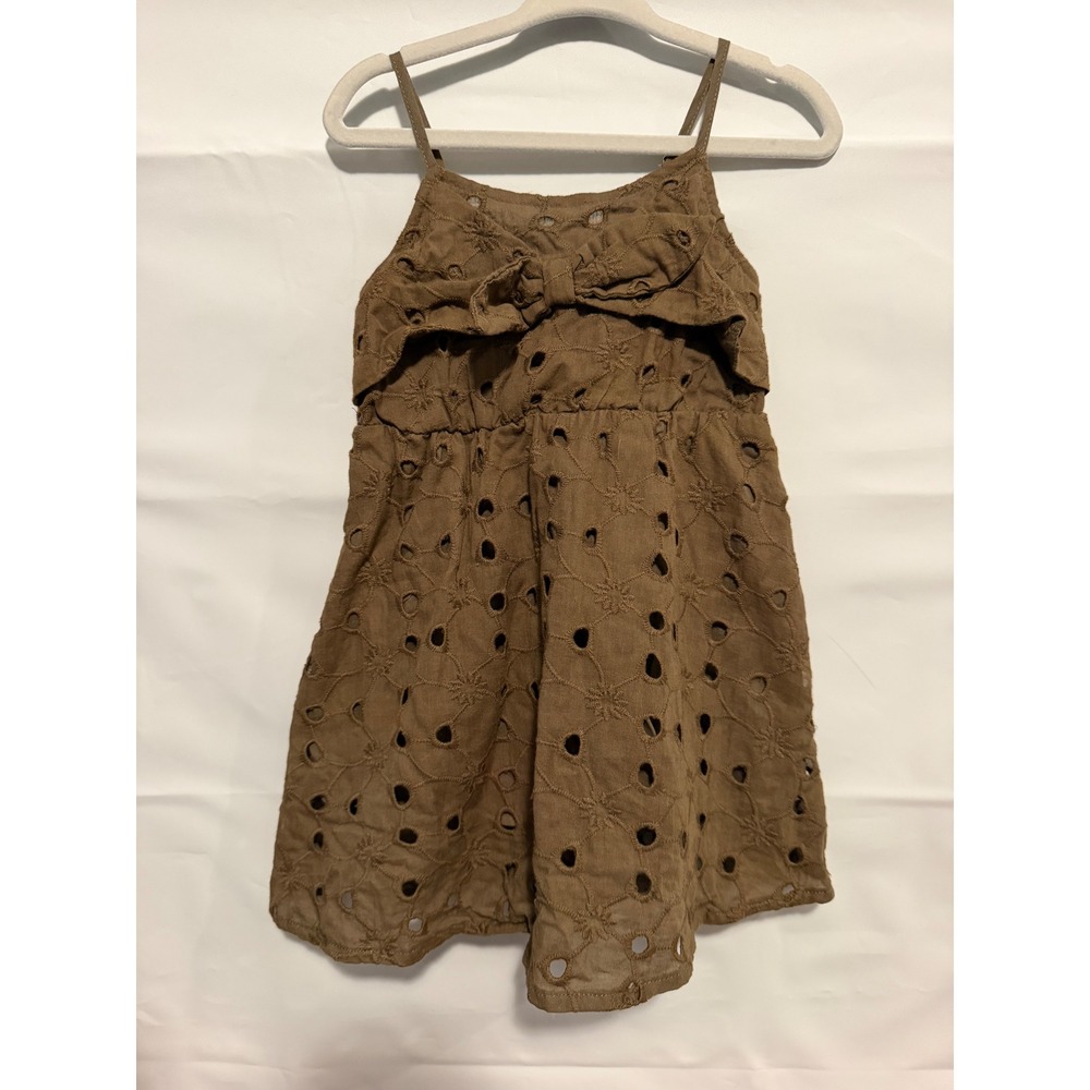 PatPat Toddler Girl Brown Eyelet Bow Dress NWT Size 2Y